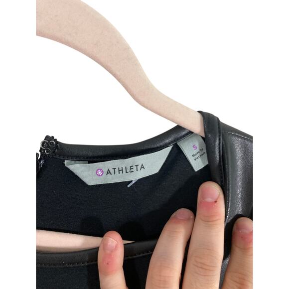 Night on the Town Athleta Vegancore Leather Grunge Ponte Stretch Dress Size S - Picture 5 of 9